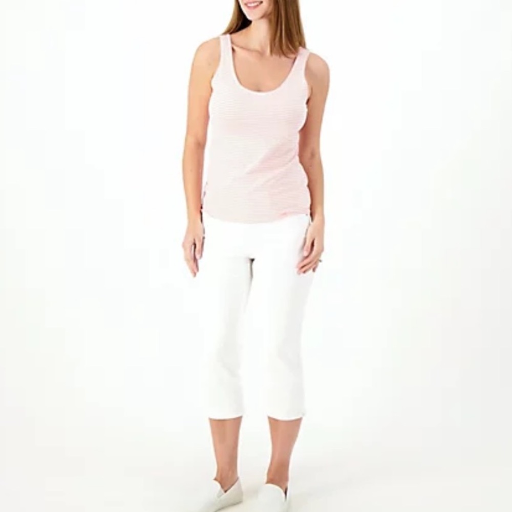 NYDJ Curves 360 Slim Straight Capri Jeans- Optic White Size Various